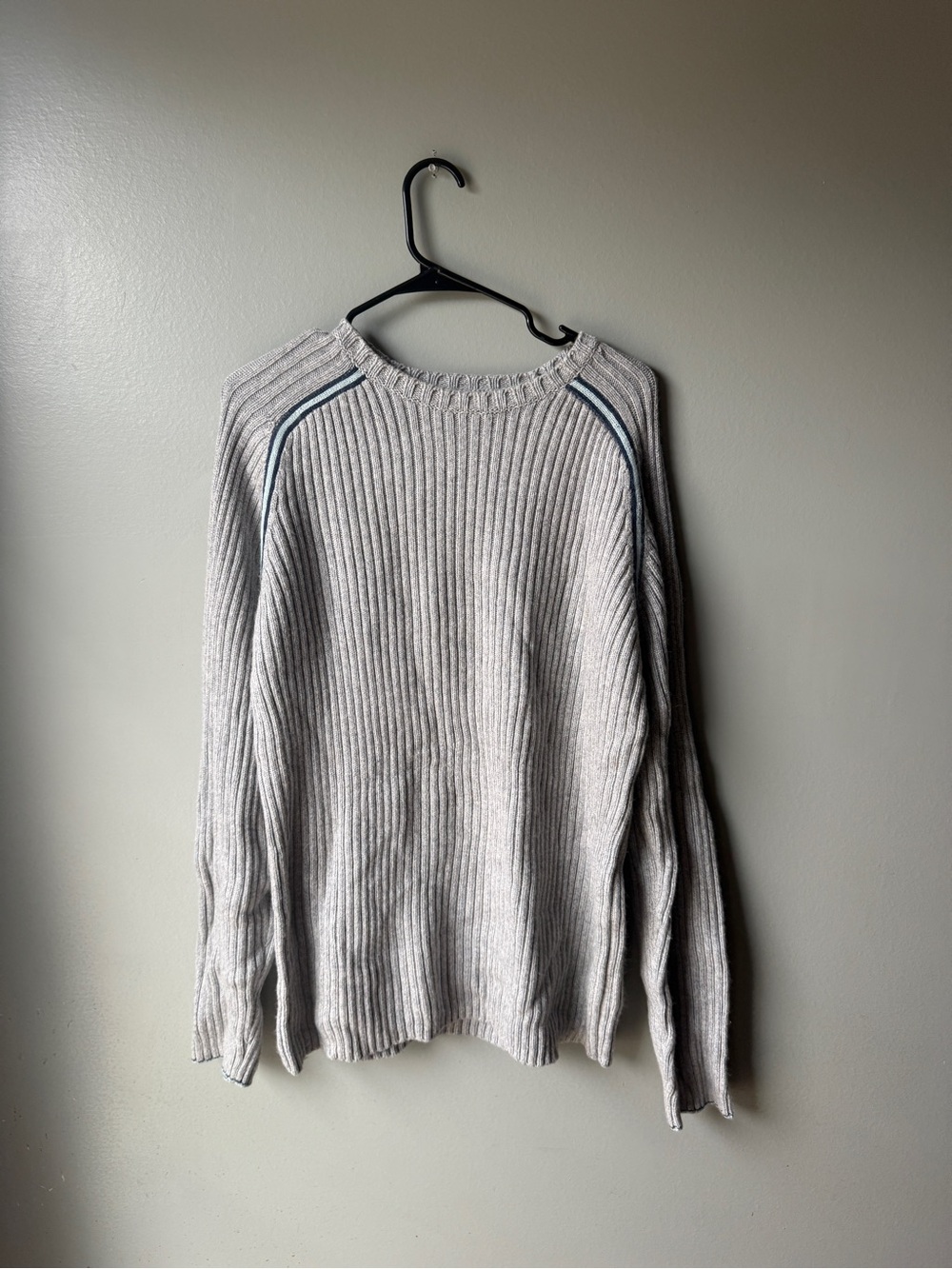 Guess Gray Ribbed Knit Crewneck Sweater XL/TG